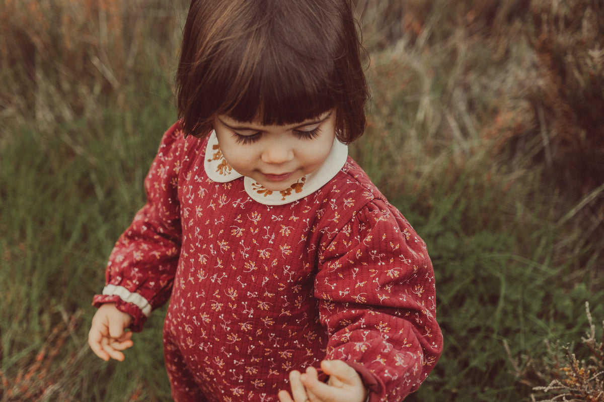 Lara Romper Granate Flowers
