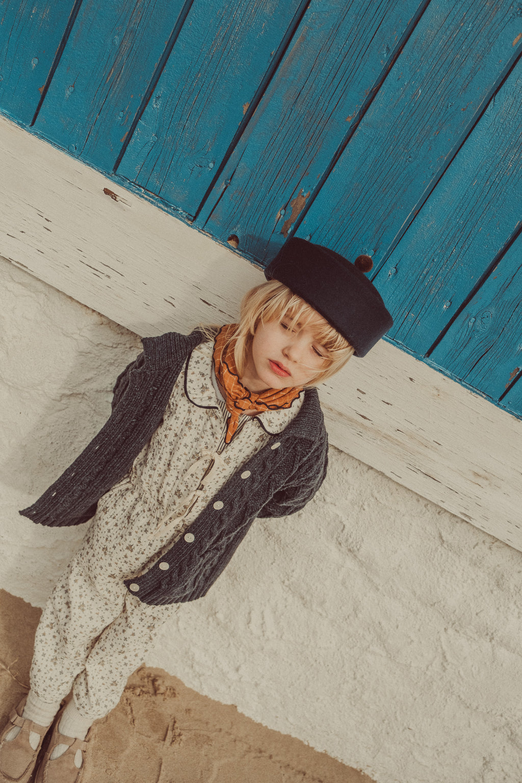Oscar Pillbox Hat Navy Burel with Pompom (Handmade)