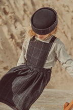 Oscar Pillbox Hat Navy Tartan with detail (Handmade)