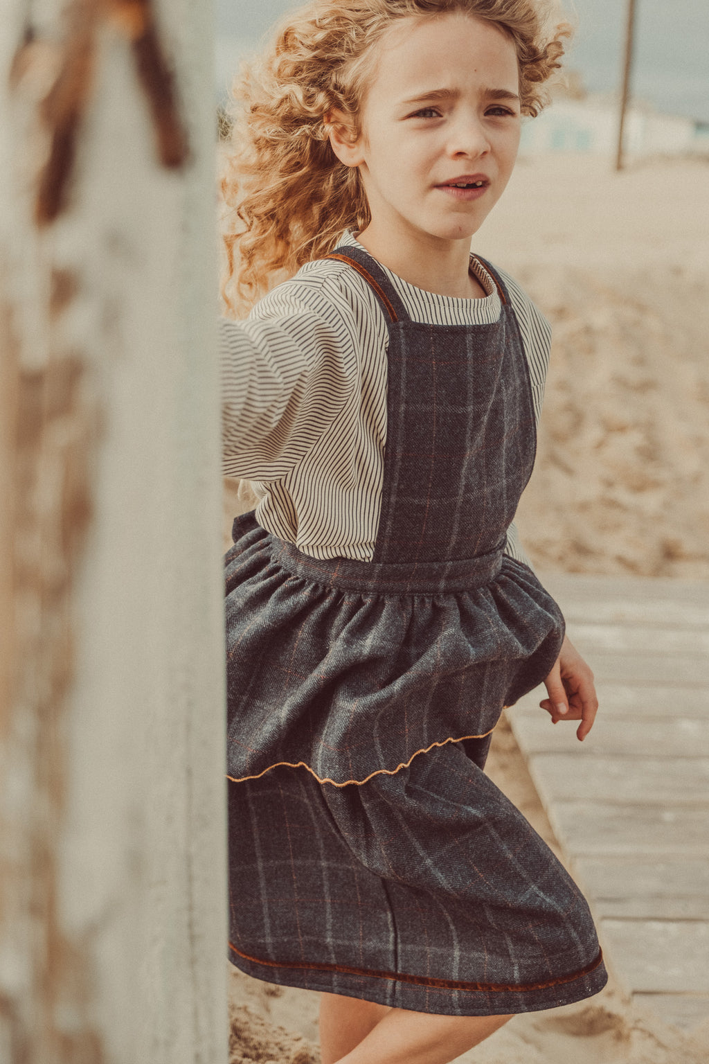 Alma Overskirt Navy Tartan