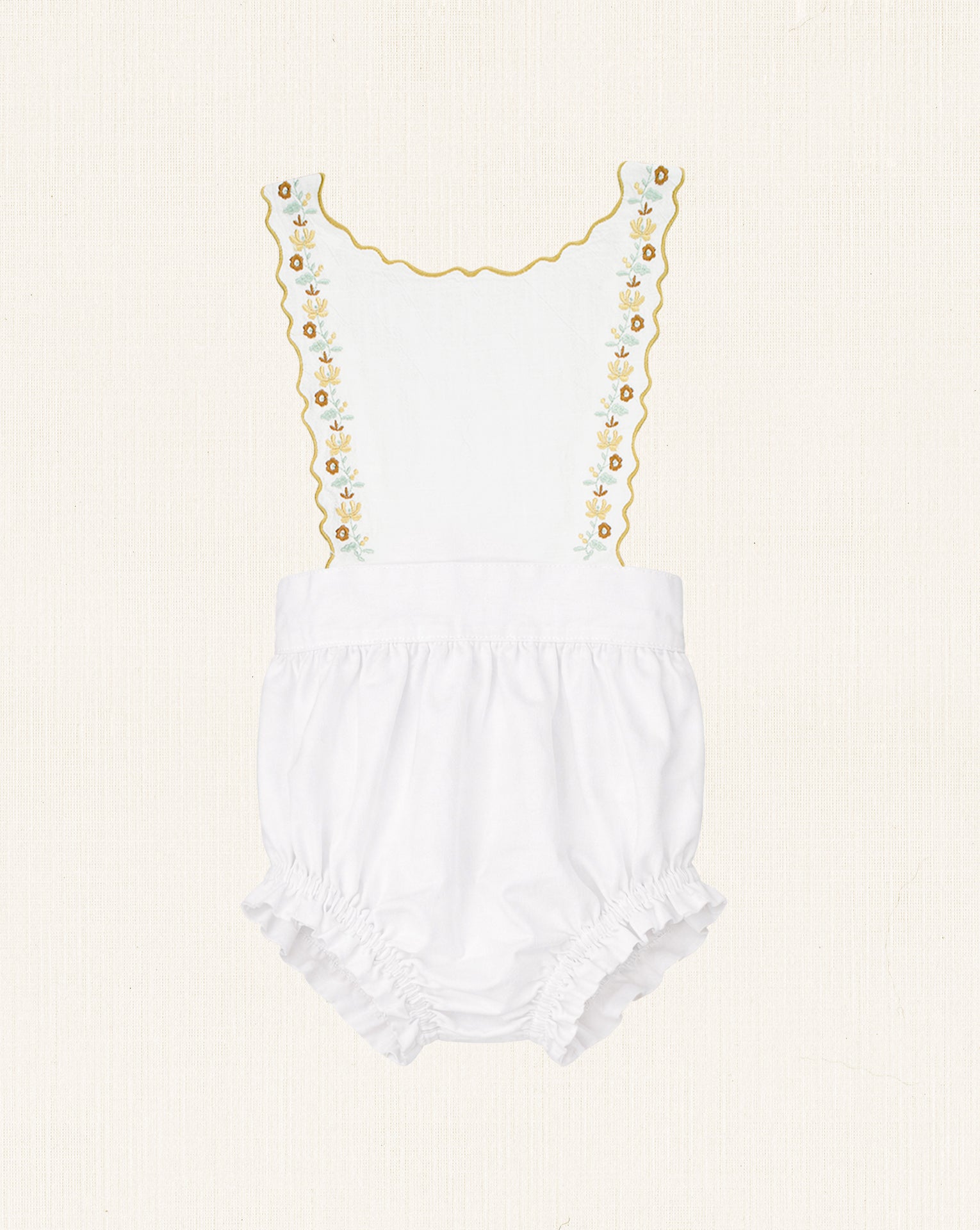 Frida Embroidered Romper - Ecru