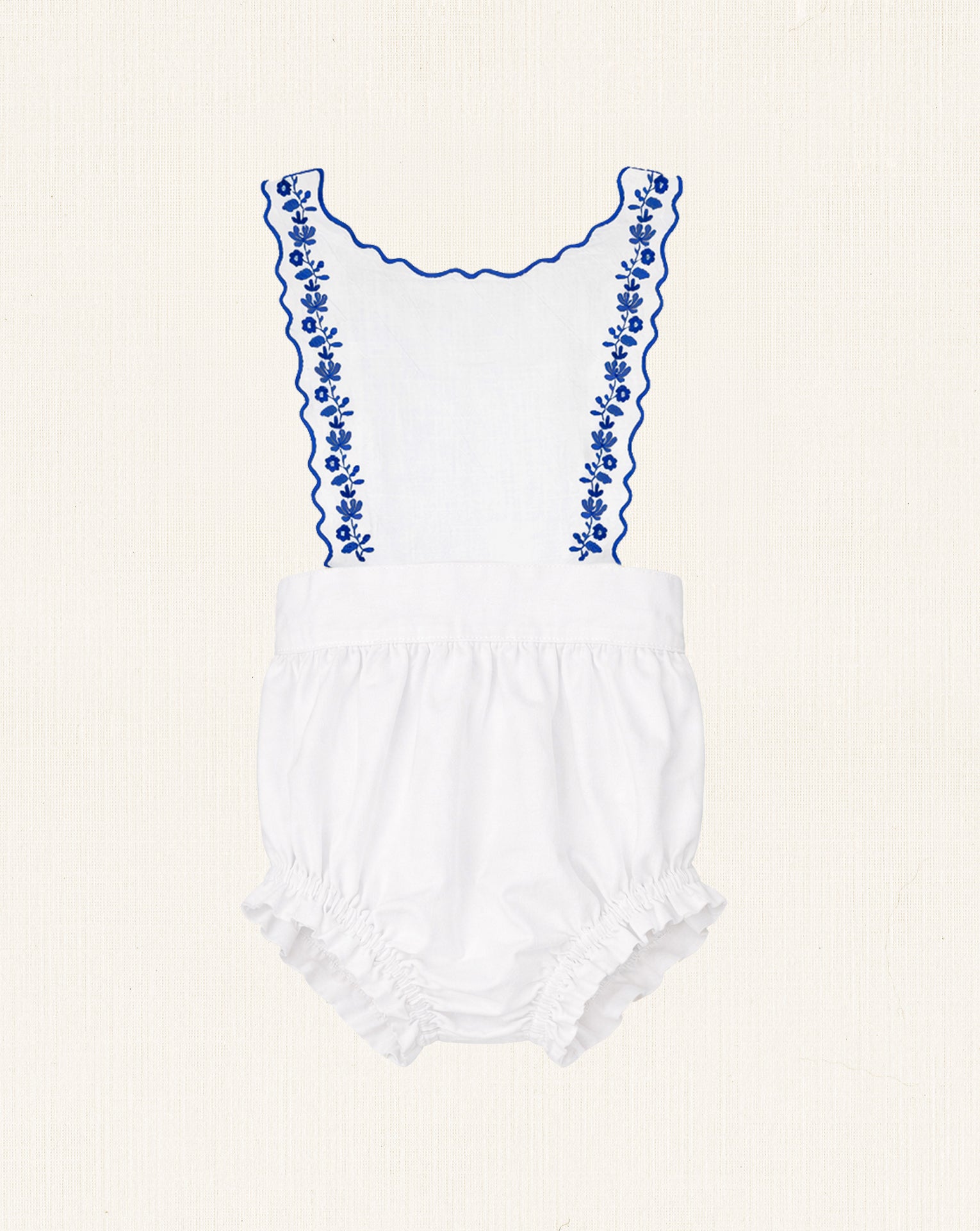 Frida Embroidered Romper - Blue