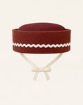 Oscar Pillbox Hat Granate Burel with Detail (Handmade)