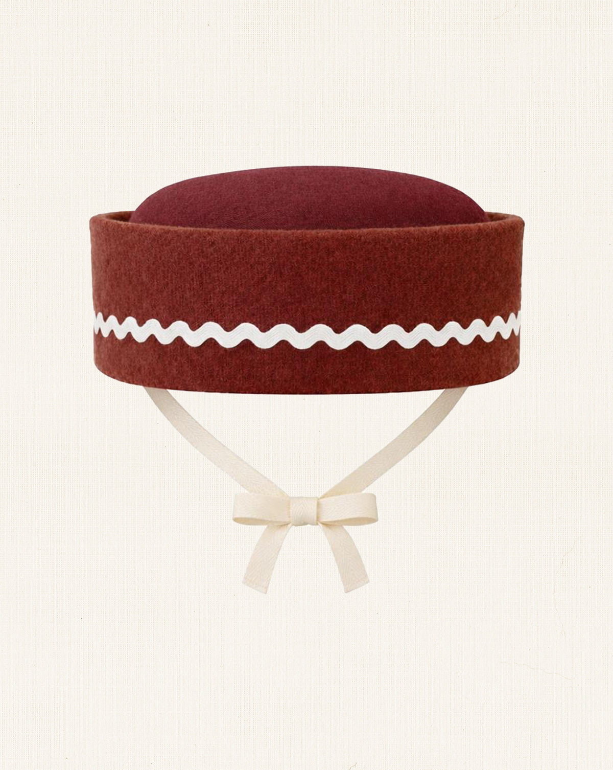 Oscar Pillbox Hat Granate Burel with Detail (Handmade)