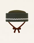 Oscar Pillbox Hat Green Burel (Handmade)