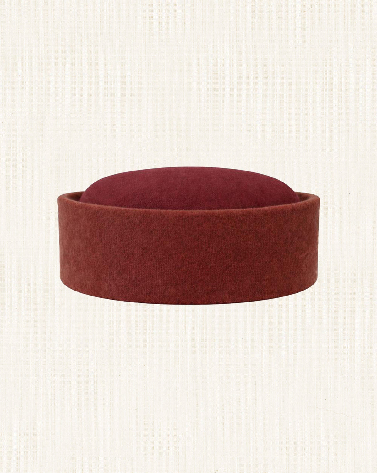 Oscar Pillbox Hat Granate Burel (Handmade)
