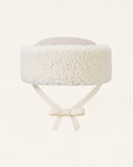 Oscar Pillbox Hat Ecru with Sherpa (Handmade)